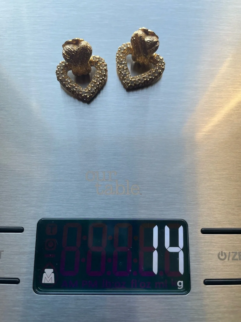 Vintage Christian Dior Gold Pavé Heart Clip-On Earrings